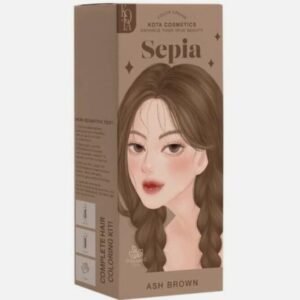 Kota Cosmetics Hair Color Cream Sepia Ash Brown – permanent hair color cream delivering natural ash brown shade with long-lasting coverage, smooth application, and salon-quality shine.
