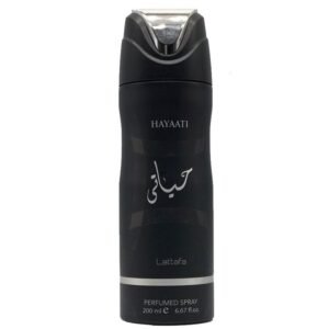 Lattafa Hayaati Perfumed Deodorant Spray for Unisex 200ml – long-lasting fresh, woody, and aromatic fragrance suitable for men and women.