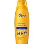 Soltan Protect & Moisturise Lotion SPF 50+ 200ml – high protection sunscreen lotion with long-lasting moisture for sensitive skin.