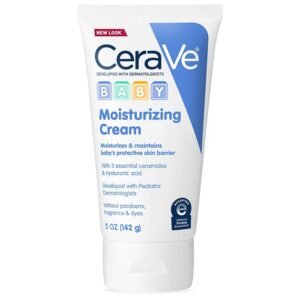 CeraVe Baby Moisturizing Cream 142g – gentle baby moisturizing cream with three essential ceramides and hyaluronic acid that hydrates sensitive skin, strengthens skin barrier, and keeps baby skin soft, smooth, and healthy.