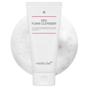 Medicube Red Foam Cleanser 120ml – Korean acne care facial foam cleanser for sensitive, acne-prone skin to cleanse pores, control excess oil and soothe irritation.