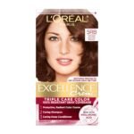 L'Oréal Paris Excellence Crème 5RB Medium Reddish Brown – permanent hair dye with Triple Care system, enriched with hyaluronic acid for 100% grey coverage, smooth and shiny finish.