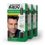 Just For Men Shampoo In Color Real Black H55 men’s hair color with keratin and vitamin E for strong hair and natural gray coverage