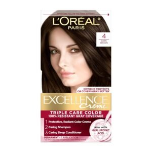 L'Oréal Paris Excellence Crème Permanent Hair Color Dark Brown 4 – Permanent Hair Dye with 100% Gray Coverage