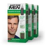 Just For Men Shampoo In Color Medium Brown H35 men’s hair color with keratin and vitamin E for natural gray coverage and stronger hair