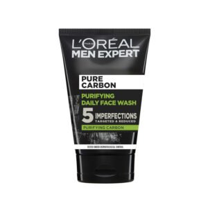 L’Oréal Men Expert Pure Carbon Purifying Daily Face Wash 100ml for men, deep cleansing and oil control with charcoal for refreshed skin