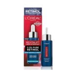 L'Oréal Paris Revitalift 0.3% Pure Retinol Night Serum 1 oz with Moisturizer Sample 30ml – fragrance-free anti-aging night serum that helps reduce deep wrinkles, smooth skin texture, and improve skin renewal overnight.