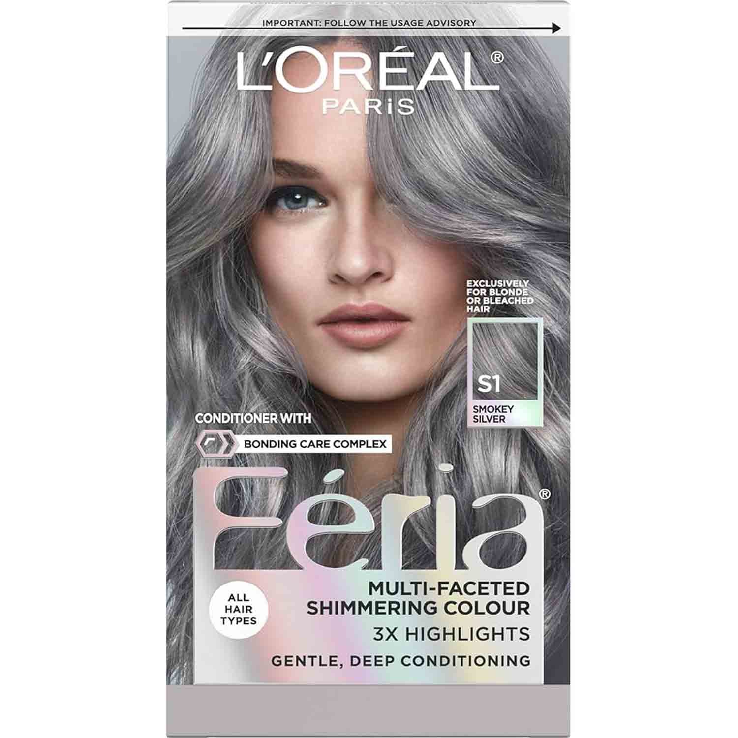 L’Oréal Paris Feria Permanent Hair Color – Smokey Silver L’Oréal Paris Feria Permanent Hair Color Smokey Silver – Cool-toned silver hair dye with smoky undertones for bold, edgy, and long-lasting metallic shine.