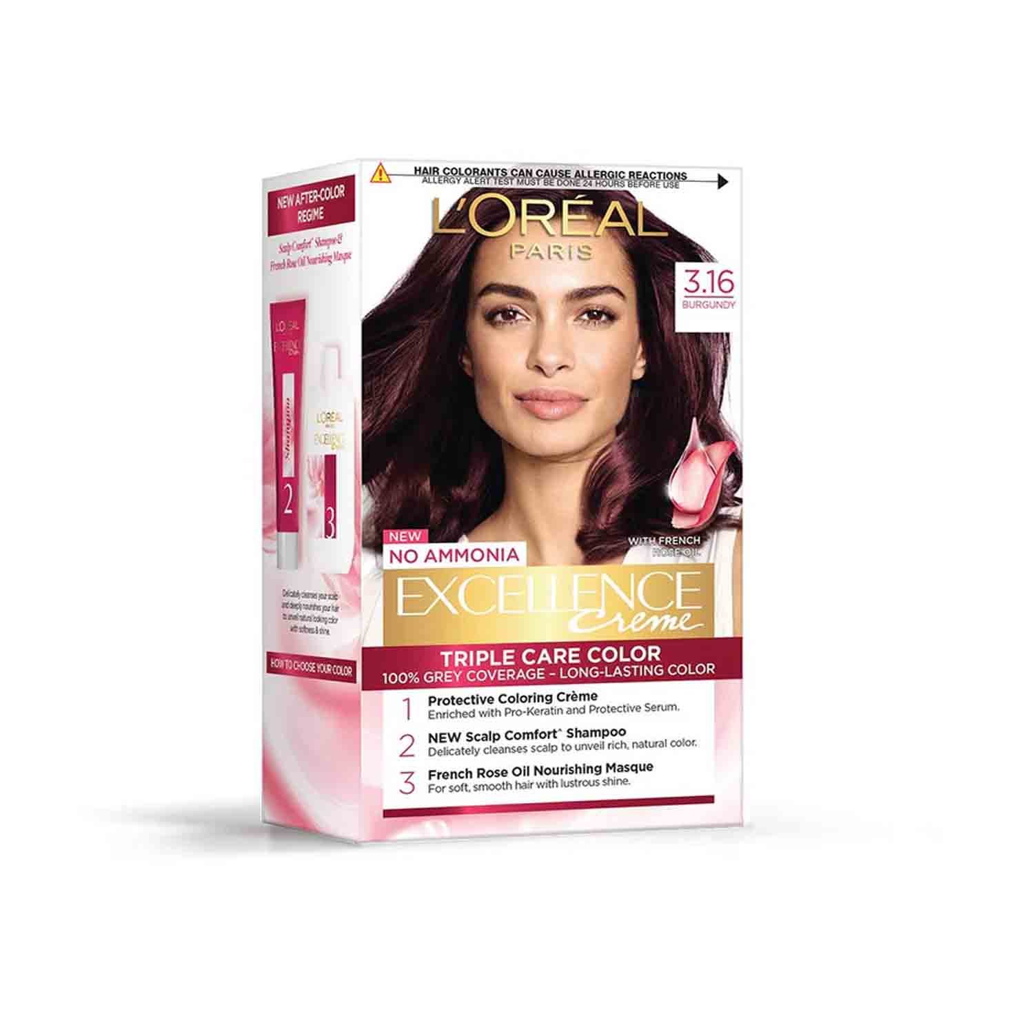L’Oréal Paris Excellence Crème Hair Color – 3.16 Burgundy | Permanent Hair Color L’Oréal Paris Excellence Crème Hair Color 3.16 Burgundy – Permanent Hair Dye with Rich Burgundy Tone