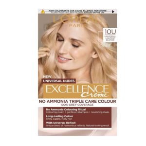 L’Oréal Excellence Nudes 10U Universal Lightest Blonde permanent hair colour, 100% grey coverage