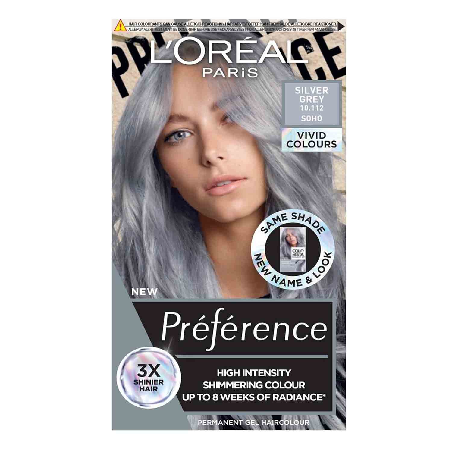 L’Oréal Paris Preference Permanent Gel Hair Colour – Silver Grey L’Oréal Paris Preference Permanent Gel Hair Colour Silver Grey Shade