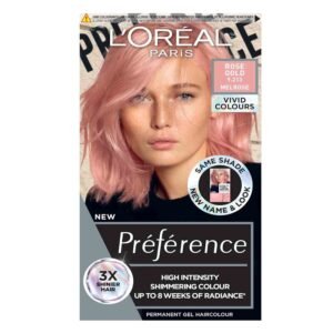 L'Oreal Paris Permanent Hair Color, Preference Vivids Rose Gold 9.214 – long-lasting vibrant hair color for up to 8 weeks.