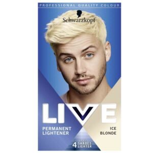 Schwarzkopf Live Colour Men Ice Blonde 00B – long-lasting hair dye for men, delivering icy blonde shade with gray coverage and vibrant color.