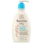 Aveeno Baby Daily Moisture Gentle Body Wash & Shampoo 354ml – 2-in-1 tear-free baby cleanser with oat extract that gently cleanses hair and sensitive skin while maintaining moisture balance with a light fresh scent.