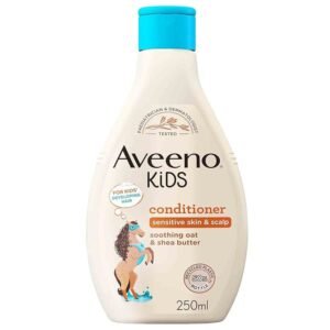 Aveeno Kids Conditioner for Sensitive Skin & Scalp 250ml – gentle kids hair conditioner enriched with oat extract that softens hair, soothes sensitive scalp, reduces tangles, and leaves hair smooth, healthy, and shiny.