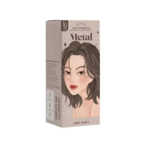 Kota Cosmetics Metal Hair Color Ash Grey – metallic permanent hair dye delivering cool ash grey shade with long-lasting pigmentation, smooth application, and salon-quality shine.