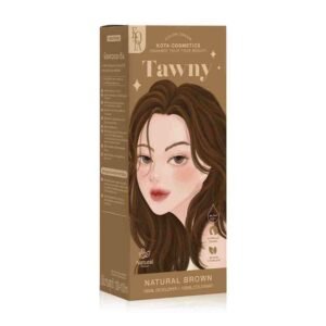 Kota Cosmetics Tawny Hair Color Natural Brown – permanent hair dye delivering natural warm brown shade with smooth application, long-lasting color, and salon-quality shine.