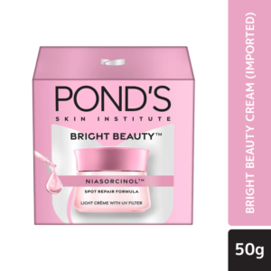 Pond’s Bright Beauty Serum Cream 50g – brightening moisturizer that hydrates and improves skin radiance.