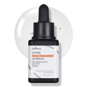 ISNTREE Hyper Niacinamide 20 Serum 20ml – potent Korean serum with 20% niacinamide and 10x hyaluronic acid for minimizing pores, evening skin tone, and hydration.
