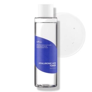 ISNTREE Hyaluronic Acid Toner 200ml hydrating Korean toner for deep moisture, non-sticky finish, and sensitive skin care.