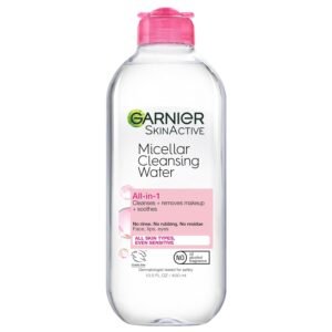 Garnier Micellar Water 400ml – hydrating facial cleanser and makeup remover suitable for sensitive skin, vegan and cruelty-free.