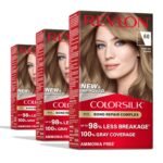 Revlon ColorSilk Bond Repair Complex 60 Dark Ash Blonde – ammonia-free permanent hair dye with vegan keratin and 100% gray coverage.