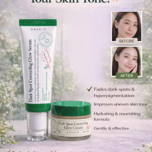 AXIS-Y Dark Spot Correcting Glow Serum and Glow Cream 50ml combo – brightening duo for dark spots, acne marks, and glowing skin.