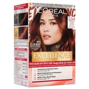 L'Oréal Paris Excellence Fashion Hair Colour 5.54 Intense Warm Auburn permanent hair dye for rich warm auburn color and shine.
