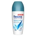 Rexona Shower Clean + Brightening Antiperspirant Roll-On 45ml – 72-hour protection deodorant for women with brightening formula for fresh, smooth underarms.