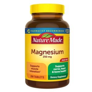 Nature Made Magnesium 250 mg 300 Tablets – dietary supplement for muscle, nerve and bone support.
