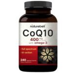 NatureBell CoQ10 400mg with Omega-3 – 240 capsules extra strength antioxidant supplement for heart and cellular energy support.