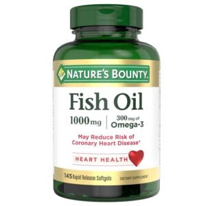 Nature’s Bounty Fish Oil 1000mg Rapid Release Softgels 145 Ct – omega-3 supplement for heart health support.