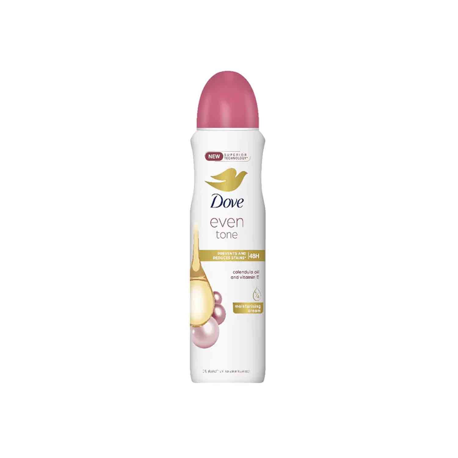 Dove Even Tone Antiperspirant Deodorant Spray β 150ml Dove Even Tone Antiperspirant Deodorant Spray 150ml β Keeps underarms fresh, reduces sweat, and evens skin tone.
