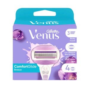 Gillette Venus Comfortglide Breeze Women's Razor Blade Refills – 4-count replacement cartridges with moisture bars for smooth shave.
