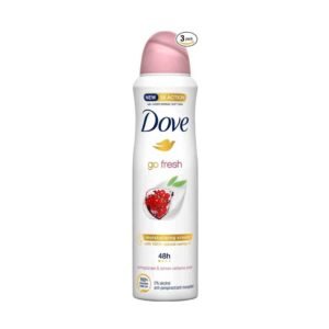 Dove Go Fresh Pomegranate & Lemon Verbena Antiperspirant Deodorant Spray 150ml – Keeps underarms fresh, dry, and odor-free with a fruity, energizing scent.