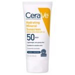 CeraVe 100% Mineral Sunscreen SPF 50 for Body 50ml – hydrating mineral sunscreen with zinc oxide, titanium dioxide, ceramides, and hyaluronic acid that protects skin from UV rays while keeping it moisturized.