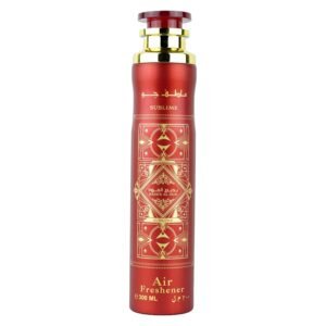Lattafa Badee Al Oud Sublime Air Freshener 300ml – luxurious oud-based Arabian room spray with fruity and woody notes for long-lasting freshness.
