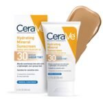 CeraVe Hydrating Mineral Sunscreen SPF 30 with Sheer Tint Medium 50ml – tinted mineral sunscreen with zinc oxide and titanium dioxide that protects skin while providing a natural healthy glow.