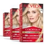 Revlon ColorSilk Blonde Hair Color 04 Ultra Light Natural Blonde – permanent ammonia-free hair dye with Bond Repair Complex for 100% gray coverage and soft, shiny hair.