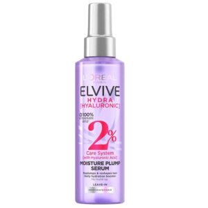 L’Oréal Paris Elvive Hydra Hyaluronic Acid Hair Serum 150ml – lightweight hair spray infused with 2% Care Complex for 72-hour hydration, frizz control, and smooth hair.
