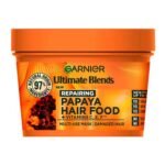 Garnier Ultimate Blends Hair Food Papaya 3-in-1 Damaged Hair Mask 400ml – nourishing hair treatment that repairs and strengthens damaged hair while leaving it soft and shiny.