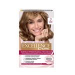 L'Oréal Paris Excellence Creme Hair Color 7.0 Blonde – permanent hair dye with triple care formula for natural blonde color and 100% grey coverage.