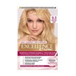 L'Oréal Paris Excellence Hair Color 9.3 Very Light Golden Blonde – long-lasting golden blonde hair dye with 100% grey coverage and smooth, shiny finish.