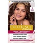 L'Oréal Paris Excellence Hair Color 5 Natural Brown – long-lasting natural brown hair dye with 100% grey coverage and smooth, shiny finish.
