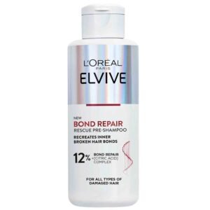 L'Oréal Paris Elvive 12% Bond Repair Pre-Shampoo Treatment 200ml – intensive repairing pre-shampoo with citric acid complex that strengthens damaged hair bonds and reduces breakage.