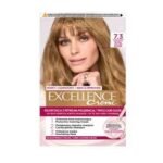 L'Oréal Paris Excellence Creme Hair Color 7.3 Golden Blonde – permanent hair dye with triple care formula for radiant golden blonde color and full grey coverage.