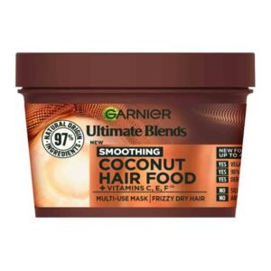 Garnier Ultimate Blends Hair Food Coconut Oil 3-in-1 Frizzy Hair Mask Treatment 400ml – nourishing hair mask with coconut oil for frizzy and dry hair hydration and smoothing care.