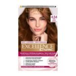 L'Oréal Paris Excellence Creme Hair Color 4.54 Mahogany-Copper Brown – permanent hair dye with triple care formula for rich copper mahogany brown color and full grey coverage.