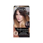 L'Oréal Paris Préférence Ombré for Natural Brown to Dark Brown Hair – at-home ombré hair color kit designed to create a smooth gradient from natural brown roots to lighter ends.