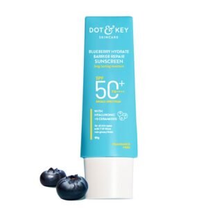Dot & Key Blueberry Hydrate Barrier Repair Sunscreen SPF 50+ PA++++ 80g – Hydrating sunscreen that protects skin while repairing the barrier and boosting glow.